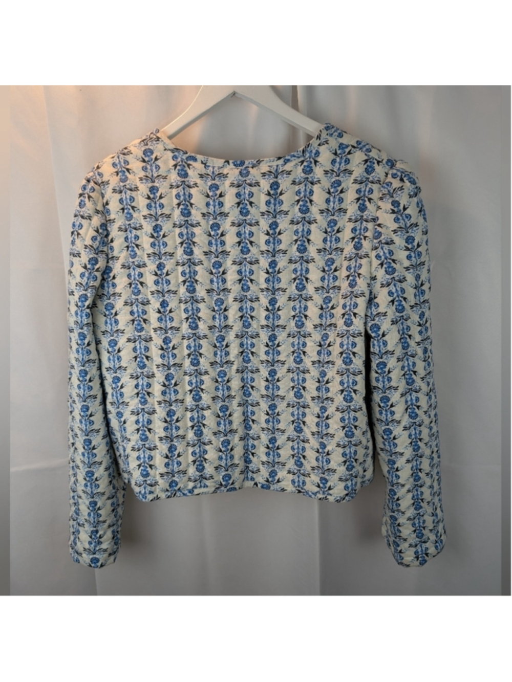House Of Harlow Floral Blue and White Women's Jacket Size L New No Tags - Picture 6 of 11